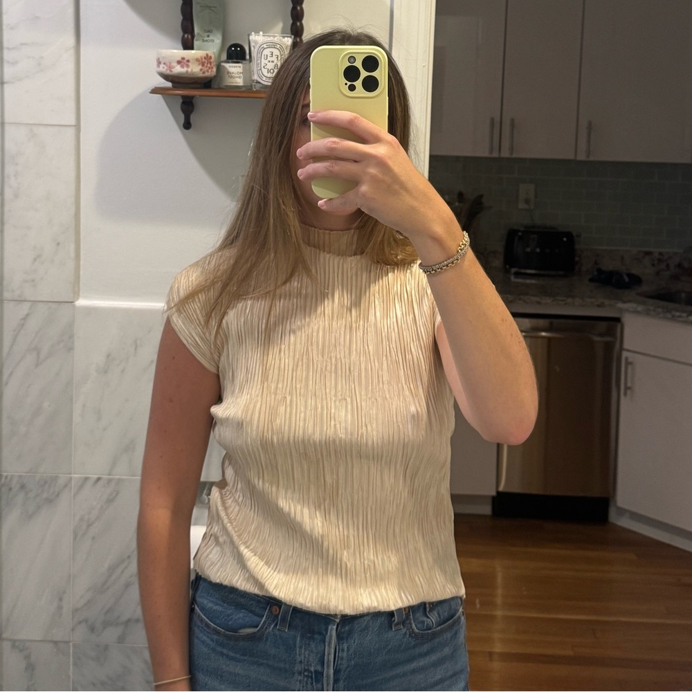 Zara Cream Short Sleeve Top